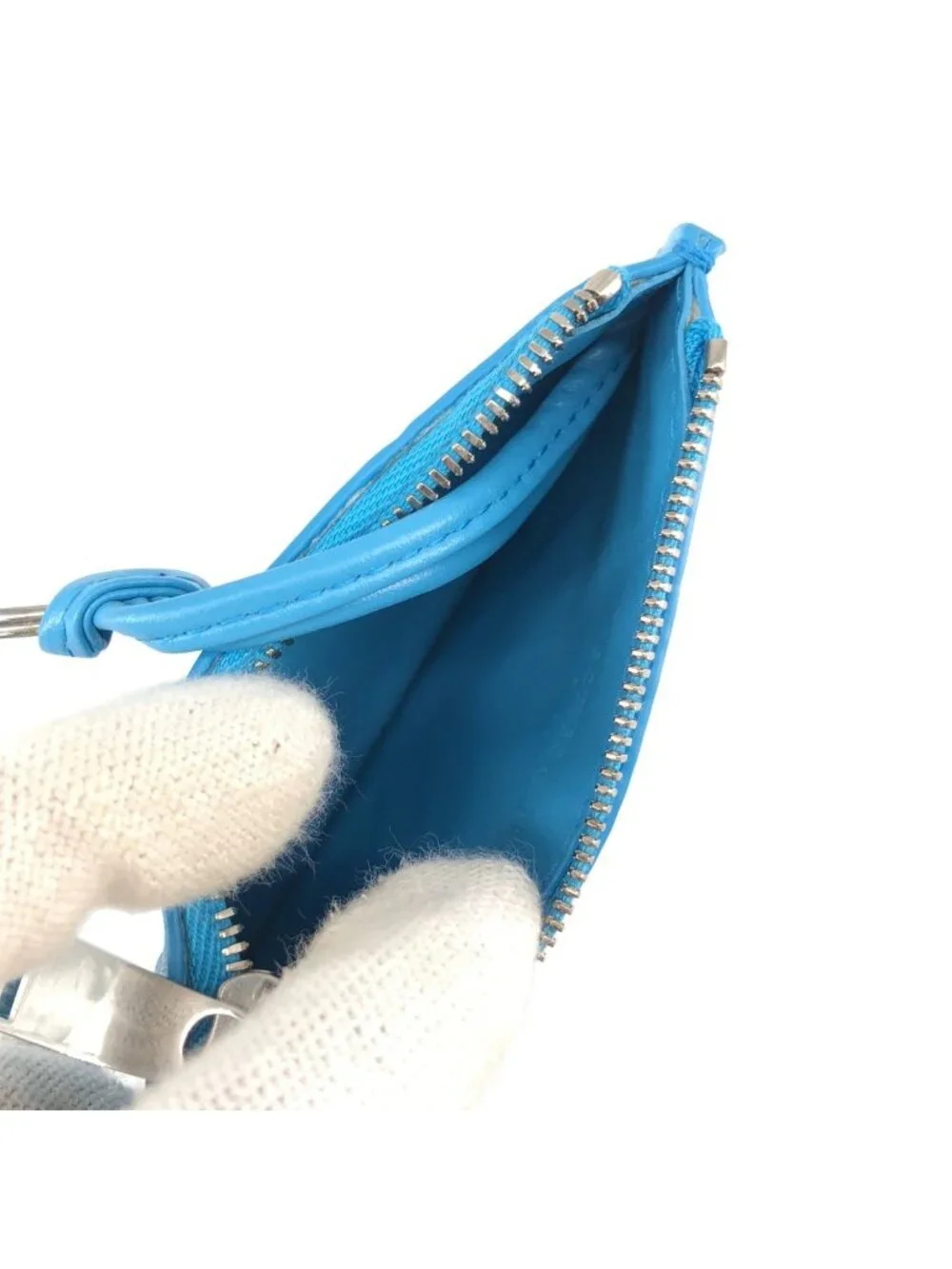 Bottega Veneta Leather Intrecciato Card Case Light Blue